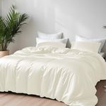 LINENWALAS 100% Natural Bamboo 2-Piece Duvet Cover Set with Zipper and Corner Ties- Softest Cool Bedding Perfect for Skincare (Single, Ivory)