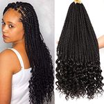 7Packs Box Braids Extensions Hair Curly Crochet Hair Extensions Crochet Braids Hair Extensions Goddess Braids Crochet Hair Extensions for Black Women (18Inch #1B)