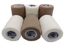 PintoMed – 3XBEIGE+3XWHITEX7.5CMX4.5M - Cohesive Bandage Stretched, Self-Adhesive Flexible Bandages, First Aid Sports Wrap Bandages Pack Individually for Medical, Sports and Veterinary use.