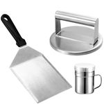 GWHOLE Smashed Burger Kit,Stainless Steel Grill Spatula, Burger Patty Press Turner,Spice Pot， Burger Smasher Griddle Accessories Kit for Flat Top Griddle Grill Cooking Gift Package