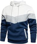 MOONCOLOUR Mens Novelty Color Block Hoodies Cozy Sport Outwear White Blue