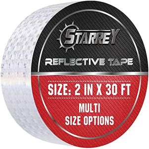 STARREY White Reflective Tape Self Adhesive Warning Tape 2 in x 30 FT Outdoor Honeycomb Reflective Safety Tape-School Bus Stickers Conspicuity Solid Color Design