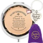 MALLAbyLAMMA to My Godmother Gift, Godmother Mirror Compact Engraved, Godmother Keychain from Goddaughter, I Love My Godmother, Appreciation Gift for Godmother Birthday Christmas Proposal