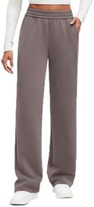 G4Free Wide Leg Pants with Pockets for Woman Straight Leg High Waist Elastic Sweatpants Loose Fit Casual Lounge Workout Bottoms(Taupe,XXL,Petite)
