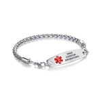 LinnaLove Interchangeable medical alert bracelets for men women Stainless steel Customizable id bracelets-Wheat-8.5