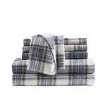 Comfort Spaces Cotton Flannel Breathable Warm Deep Pocket Sheets with Pillow Case Bedding, Queen, Blue Plaid Scottish Plaid 4 Piece