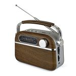 LLOYTRON "Vintage" Style AM/FM Radio with MusicStream- Portable and Rechargeable - MP3 Playback via USB or Micro SD - Mains or Battery Powered - N6403WD - Wood Effect