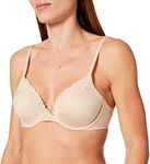 Maidenform Women's T-Shirt Plain or unicolor Everyday Bra, Beige, 36C (Manufacturer Size: 80C)