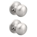 GOBEKOR 2 Pack Single Dummy Door Knob for Closet Satin Nickel Round Dummy Knobs Interior for French Doors Single Side Door Knob Handle