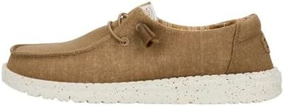 Hey Dude Women's Wendy Canvas Taupe Size W7 | Women's Shoes | Women's Slip On Loafers | Comfortable & Light-Weight