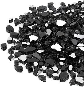 Mr. Fireglass 20 Pounds Black Reflective Fire Glass, 1/2 Inch High Luster Reflective Tempered Glass Rocks for Fire Pit Table Fireplace and Landscaping, Decorative Propane Gas Fireplace Glass Rocks