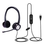 USB Headset with Noise Cancelling Teleconference Microphone Computer Softphone Telphone Headset for Dragon Speech Dictation PC Headphone for Call Center Skype Chat with Mic Mute Call Button