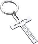 Adornkeys Cross Keychains Christian Jewelry - Holy Bible Keychain Inspirational Bible Verse Keychain Religious Gifts for Women,Men,Teens. Jesus Loved Quoted keychain (Isaiah 41:10)