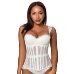 Mesh Corset Waist Trainer for Women - Underbust Corset Lace Up - Waist Cincher Shapewear - Body Shaper, White, XXL