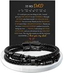 Btysun Dad Gifts Leather Bracelets for Men Father Day Gifts from Son Bracelet I Love You Gift for Him Black Braided Stainless Steel Engraved Anniversary Birthday Christmas Jewelry