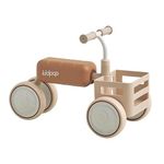 Kidpop Toast Balance Bike for 10-36 Months Baby, Convertible Push Rider, 4 EVA Wheels, Removable Food-Grade Basket, Detachable Seat, Birthday Gift, Beige