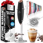 Zulay Kitchen Tornado Whisk Milk Frother Handheld - Coffee Frother Wand With Stand - Triple Whisk Hand Held Mixer - Electric Stirrer Frothing Wand for Latte, Matcha, Protein Powder - Black Copper