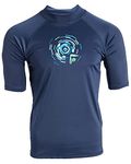 Kanu Surf Men's Fiji UPF 50+ Short Sleeve Sun Protective Rashguard Swim Shirt, Horizon Blue, Large