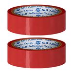 VCR Red Color Tape - 50 Meters in Length - 24mm / 1" Width - 02 Rolls Per Pack - BOPP Self Adhesive Tape for Arts and Craft use, Box Packing, Office and Home use