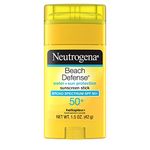 Neutrogena Beach Defense Sunscreen Stick with Broad Spectrum SPF 50+, Lightweight Water-Resistant Sunscreen with Oil-Free & PABA-Free Formula, 1.5 oz