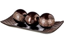 Creative Scents Dublin Home Decor Tray and Orbs Set - Coffee Table Decor Centerpiece Table Decorations Bowl with Spheres - Decorative Accents Balls for Living Room Decor or Dining Table Decor Brown