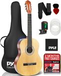 Pyle Left Handed ¾ Size Classical Acoustic Guitar Kit - 36” Junior Starter 6 String Traditional Classic Handcrafted Wood w/Gig Bag, Digital Tuner, Strings, Picks, Strap, for Lefty Beginners Students