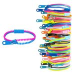 FEISIDUNWSF 30 Pieces Zipper Bracelets Colorful Zipper Bangles Friendship Fidget Bracelets for Kids Prizes Christmas Party (Random Color)