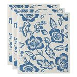 DII Reusable, Machine Washable & Dishwasher Safe, Biodegradable, Wood, Blue Floral, 7.75 x 6.75