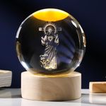 Arikyrist 3D Crystal Jesus Cross Figurine Statue, 3D Crystal Jesus Praying Hands Statue, Laser Engraved Sacred Heart of Jesus Statues Easter Decoration Christian Catholic Religious Gifts