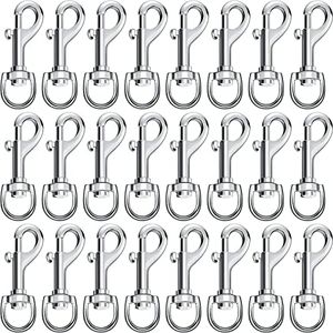 Therwen 24 Pcs Swivel Snap Hooks for Dog Leash Heavy Duty 2.76 Inch Flag Hooks Clasp Single Ended Clip Hooks Multipurpose Bolt Snap for Keychain Camera Strap Linking Pet Leash (Classic Style,0.59")