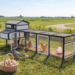 Ketive 116" L Large Backyard Chicken Coop with Expandable Run for 4-6 Hens