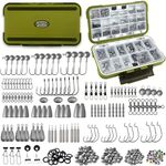 Vipfish Fishing Accessories Kit, 264/397PCS Hooks, Weights, Sinkers, Swivels, Snaps, Beads, Bobber Stops, for Saltwater & Freshwater Fishing, Tackle Box Included (Fishing Accessories Kit 397Pack)
