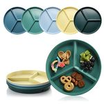 DLF. DONGLINFENG Adult Compartmentalized Dinner Plate 9.6 Inches Portion Control Wheat Plastic Dinner Plate (Sharing Plate/Picnic Plate) 5 Colors Unbreakable Children's Dinner Plate Can Be Reused…