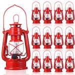 12 Pcs 8 Inch Vintage LED Hurricane Lantern 12 Warm LEDs and Dimmer Switch Battery Operated Metal Lantern Decorative Hanging Lantern for Indoor Outdoor Camping Usage Decor