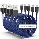USB Type C Cable 5pack (3/3/6/6/10F