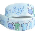 Cute Blue It's A Boy 2m x 22mm Wide Ribbon for Personalised Christening Baby Showers Ribbon & Decorating Ideas for Present Gift Wrap Bows Toppers or Wrapping for Bags Box Balloon String Cards