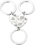 Yonhon Sister Necklace Stainless Steel Matching Keychain for 3, 3 Sisters Keychain Silver