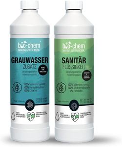 Bio-chem - Set di 2 prodotti per la pulizia dei servizi igienici di camper - liquido sanitario 1L e additivo per acque grigie 1L - prodotto per la pulizia dei toilette a secco del campeggio