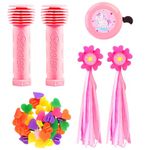 Bike Accessories for Kids Girls,Kids Scooter Handle,Bike Streamers,Spoke Beads and Bike Bell Bike Decorations Set,Bike Hand Grip,Girl Bicycle Tassels Ribbons,Unicorns Bells with Wheel Spokes Beads