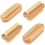 Klyvex 4 Pcs Double Sided Wooden Nail Brush for Every Day Use - 2 different kinds of Nail Brushes For Cleaning Nails - Easy to Use Brushes - Nail Cleaning Scrubbing Brush for Hands Feet Nails