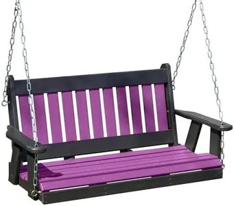 Mission Poly Lumber Wood 5FT Porch Swing Amish Craftsmandship Made in USA HDPE with No Wood fibers 1000 lbs Limit. Stainless Steel Hardware.Signature Design for Patio Outdoor Backyard Garden Park