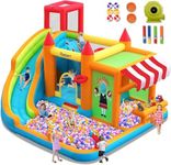 FBSPORT Inflatable Bounce House Water Slide,10 in 1 Kids Bouncy Castle with Toy Market Stand Splash Pool Bouncer Climbing Wall Water Gun Ball Dart, Climbling, 620W Blower for Outdoor Indoor Backyard