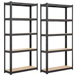 Yaheetech 2PCS Heavy Duty 5 Tier Garage Shelving Units Metal Storage Shelves Shed Utility Rack, 90 x 30 x 180cm, 175KG Per Shelf, Black