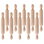 Toddmomy 10pcs Wooden Mini Rolling Pin, Long Kitchen Baking Small Dough Rolling Pin for Children Play- Crafting and Imaginative Play,5cm