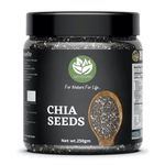 Go Vegan Raw Chia Seeds - 250 Gram Jar Pack | Omega 3 and Fibe Seeds for Weight Management | Rich in Calcium, Protein & Fibre