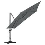 The Fellie 3 x 3m 360° Rotation Garden Parasol, Outdoor Cantilever Hanging Sun Shade Umbrella with Cross Base, 6 Adjustable Angle Patio Banana Umbrella, UPF 30+ UV Protection, Dark Grey