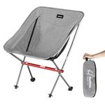 Naturehike Ultralight Camping Chair for Unisex Adult, Teen, Compact Folding Fishing Chair, Portable Beach Chair with Carry Bag for Garden, Picnic, Hiking, Backpacking, Lawn, Indoor (Grey Small)