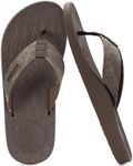KuaiLu Mens Flip Flops Arch Support Orthotic Orthopedic Plantar Fasciitis Comfortable Waterproof Open Toe Summer Beach Leather Thong Sandals Cushion Slip on Slippers Brown Size 14