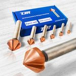 TJR® Countersink 90° Diameter 6.3-20.5 mm Made of HSS Steel with coating– Really Sharp – Countersink and Deburring Set for Wood, Metal and Plastic in Storage Box (HSS 4241 with Co coating)