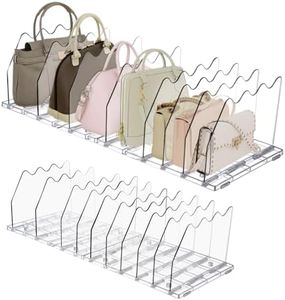 WITSPARKLLE Purse Organizer for Closet, Adjustable Acrylic Shelf Dividers for Handbag Storage, 8 Dividers for Closet Organization, Multi-Purpose Divider for Purses, Bags, Files, and More